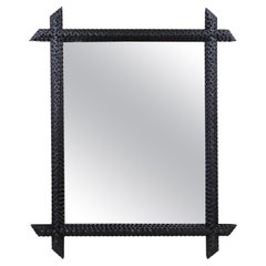 Rustic Tramp Art Mirror, 19th Century Handcarved, Austria ca. 1890