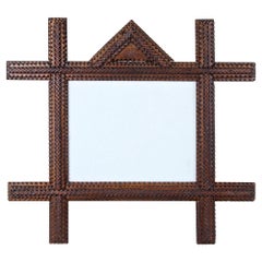Rustic Tramp Art Photo Frame Hand Carved, Austria, circa 1880