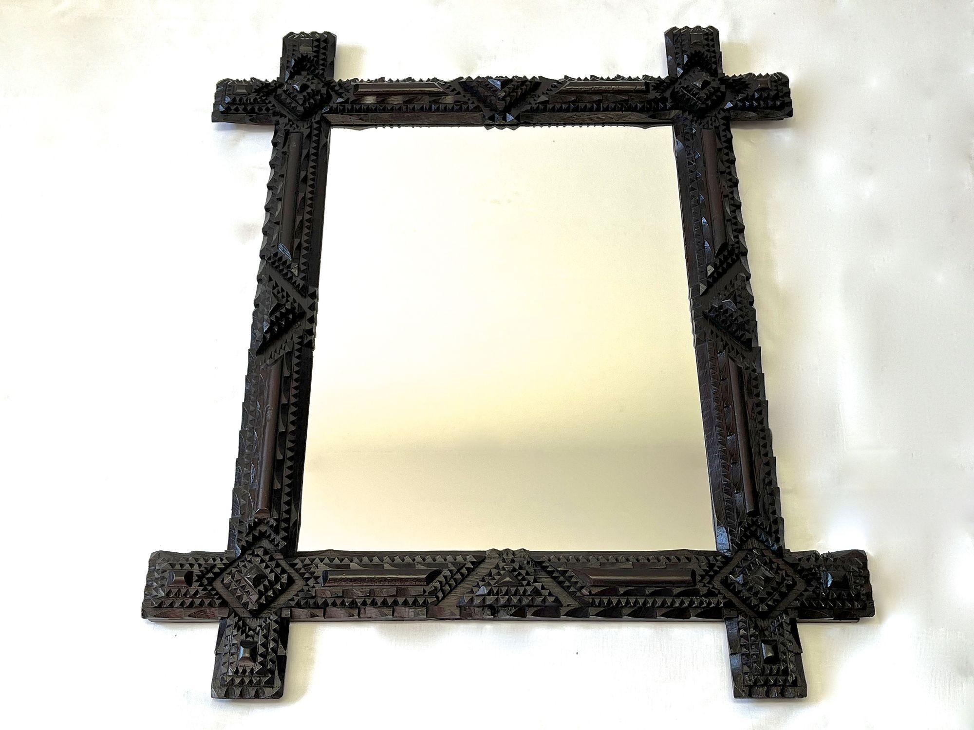 Rustic Tramp Art Wall Mirror 19th Century Handcarved, Austria, circa 1890 5