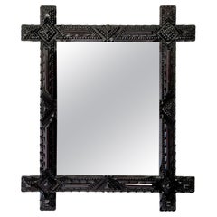 Rustic Tramp Art Wall Mirror 19th Century Handcarved, Austria, circa 1890