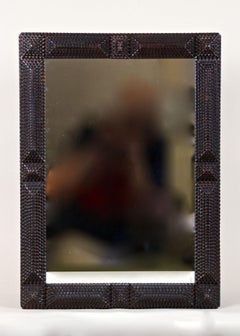 Rustic Tramp Art Wall Mirror Cabinet, Austria circa 1890