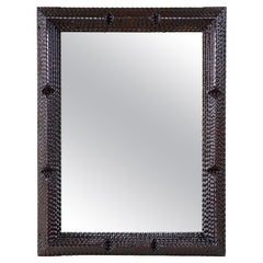 Rustic Tramp Art Wall Mirror Hand Carved 19th Century, Austria, circa 1880