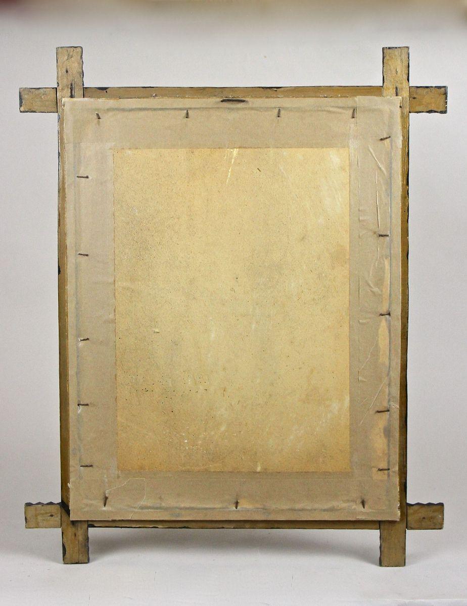Rustic Tramp Art Wall Mirror Hand Carved, Austria circa 1880 For Sale 12