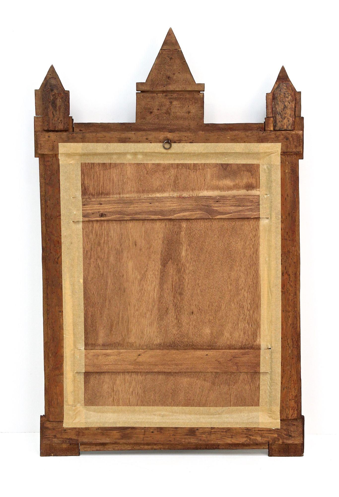 Miroir mural rustique Tramp Art, sculpté à la main, 19ème siècle, Autriche, vers 1880 en vente 13
