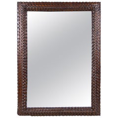 Antique Rustic Tramp Art Wall Mirror Late 19th Century, Austria, circa 1880