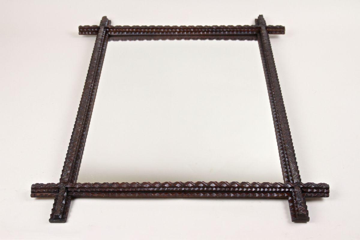 Rustic Tramp Art Wall Mirror with Extended Corners, Austria, circa 1870 5