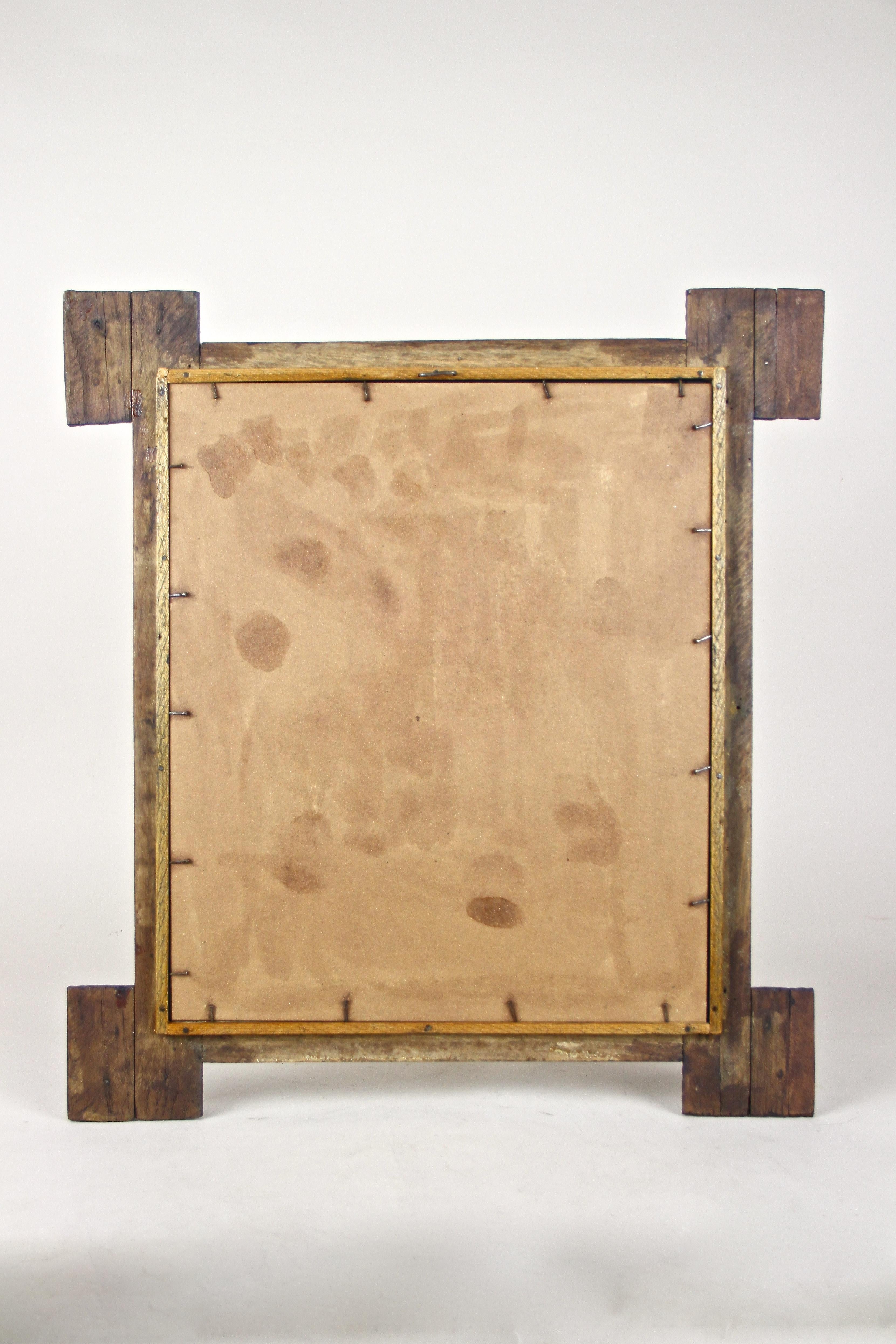 Rustic Tramp Art Wall Mirror with Extended Corners, Austria, circa 1870 For Sale 9