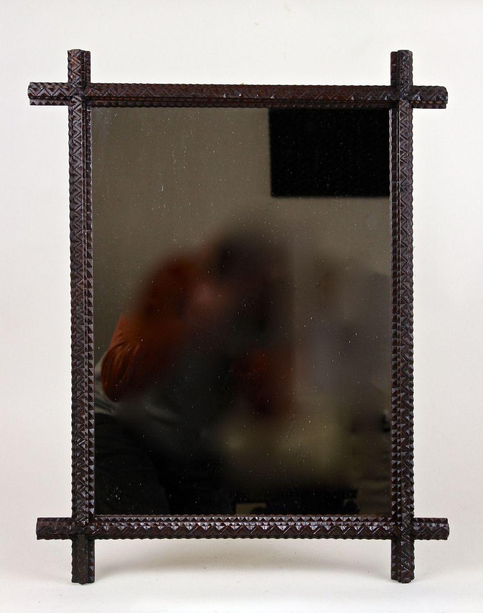 Rustic Tramp Art Wall Mirror with Extended Corners, Austria, circa 1870 10