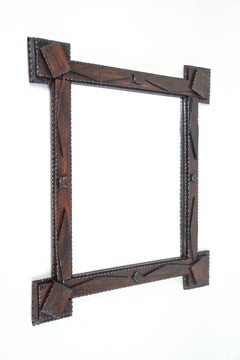Rustic Tramp Art Wall Mirror with Extended Corners, Austria, circa 1870