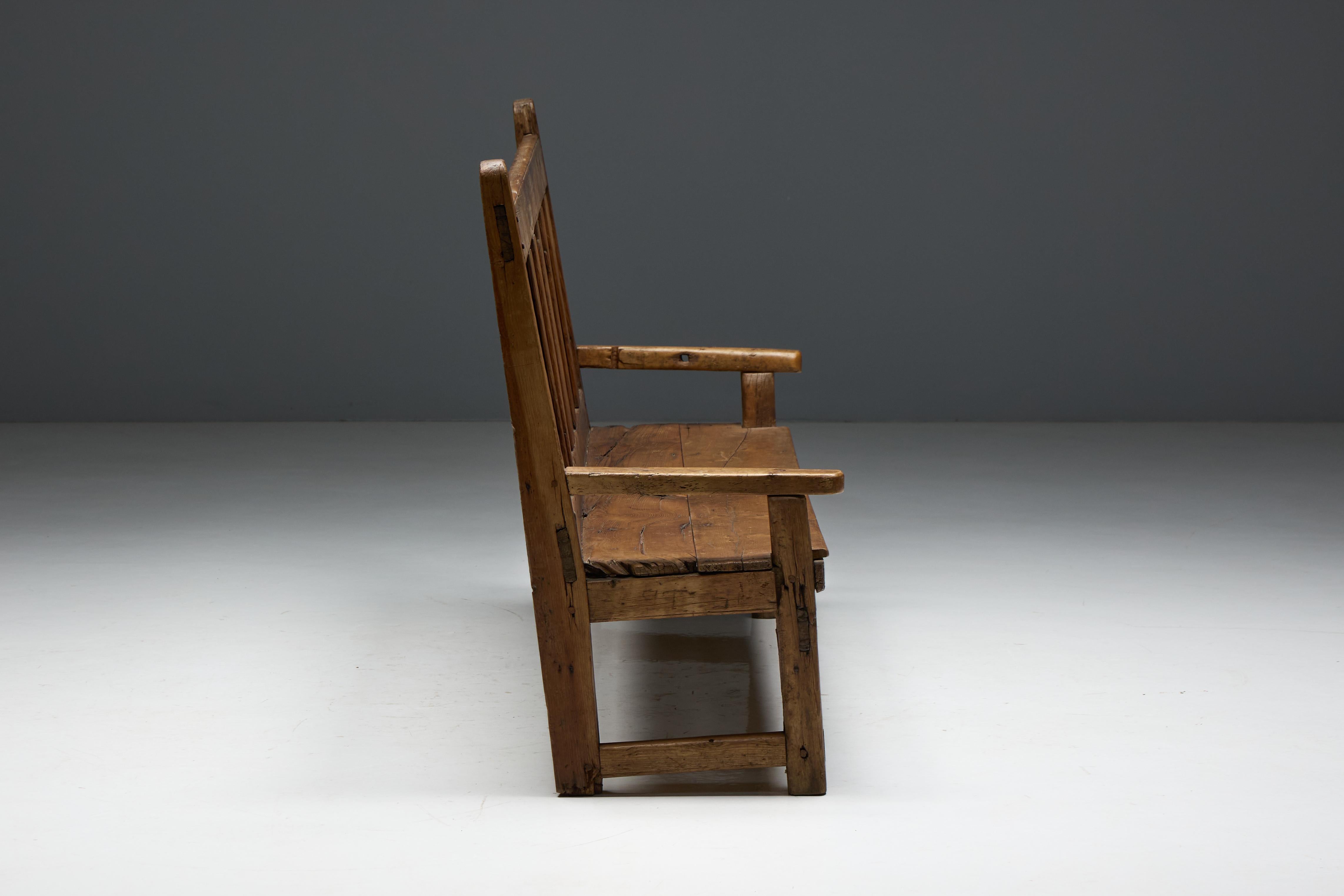 Rustic Travail Populaire Bench, France, 19th Century For Sale 5