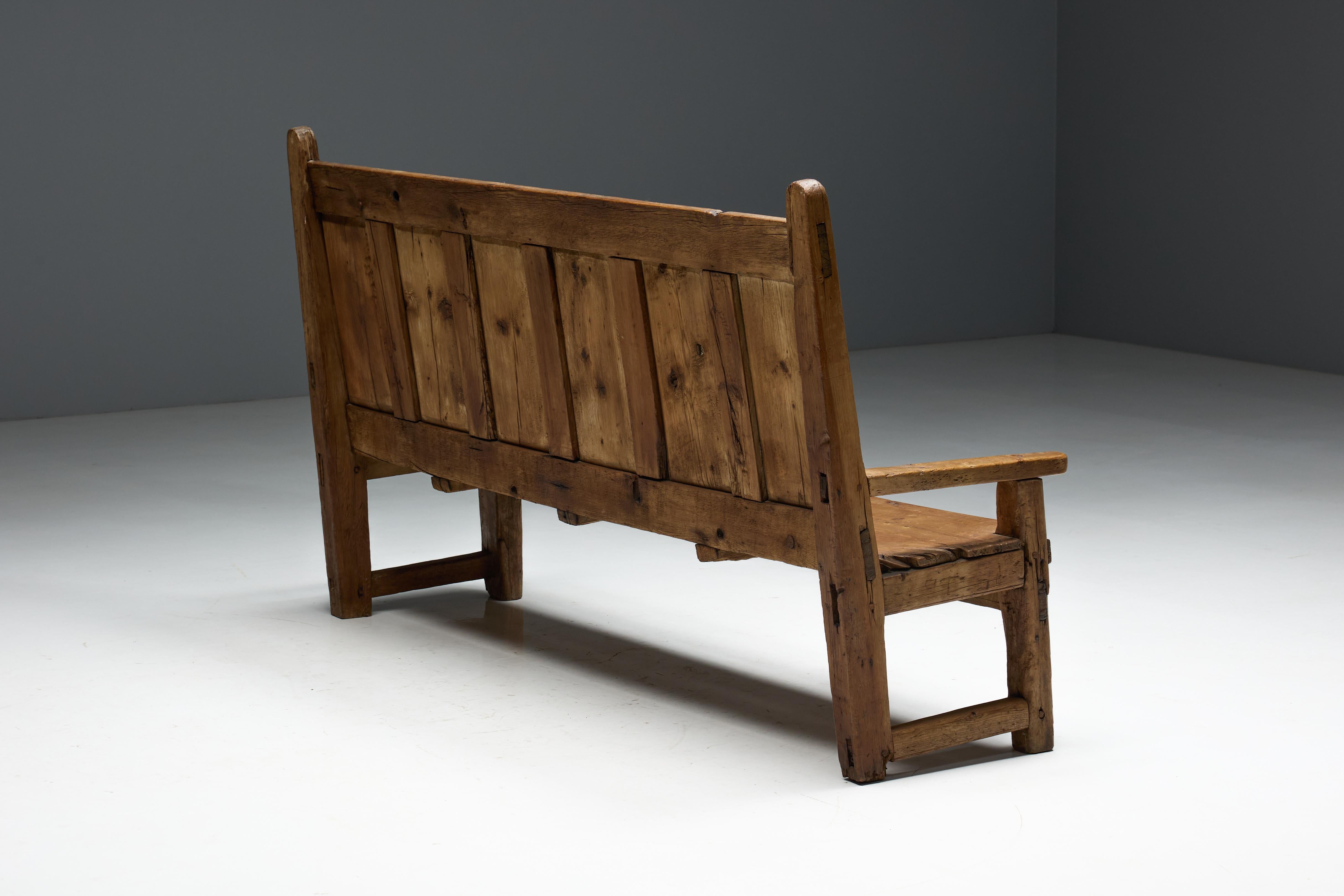 Rustic Travail Populaire Bench, France, 19th Century For Sale 6
