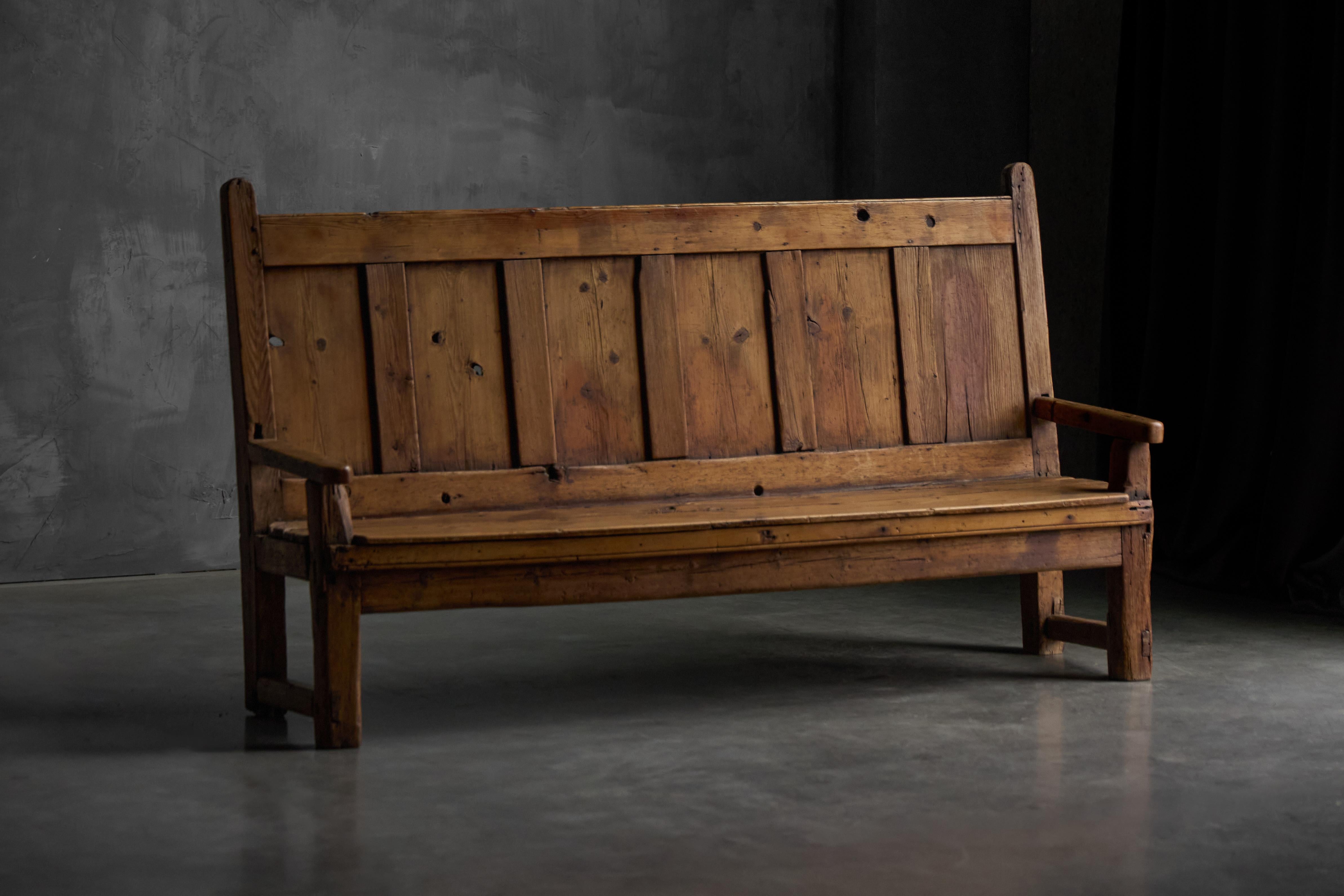 French Rustic Travail Populaire Bench, France, 19th Century For Sale