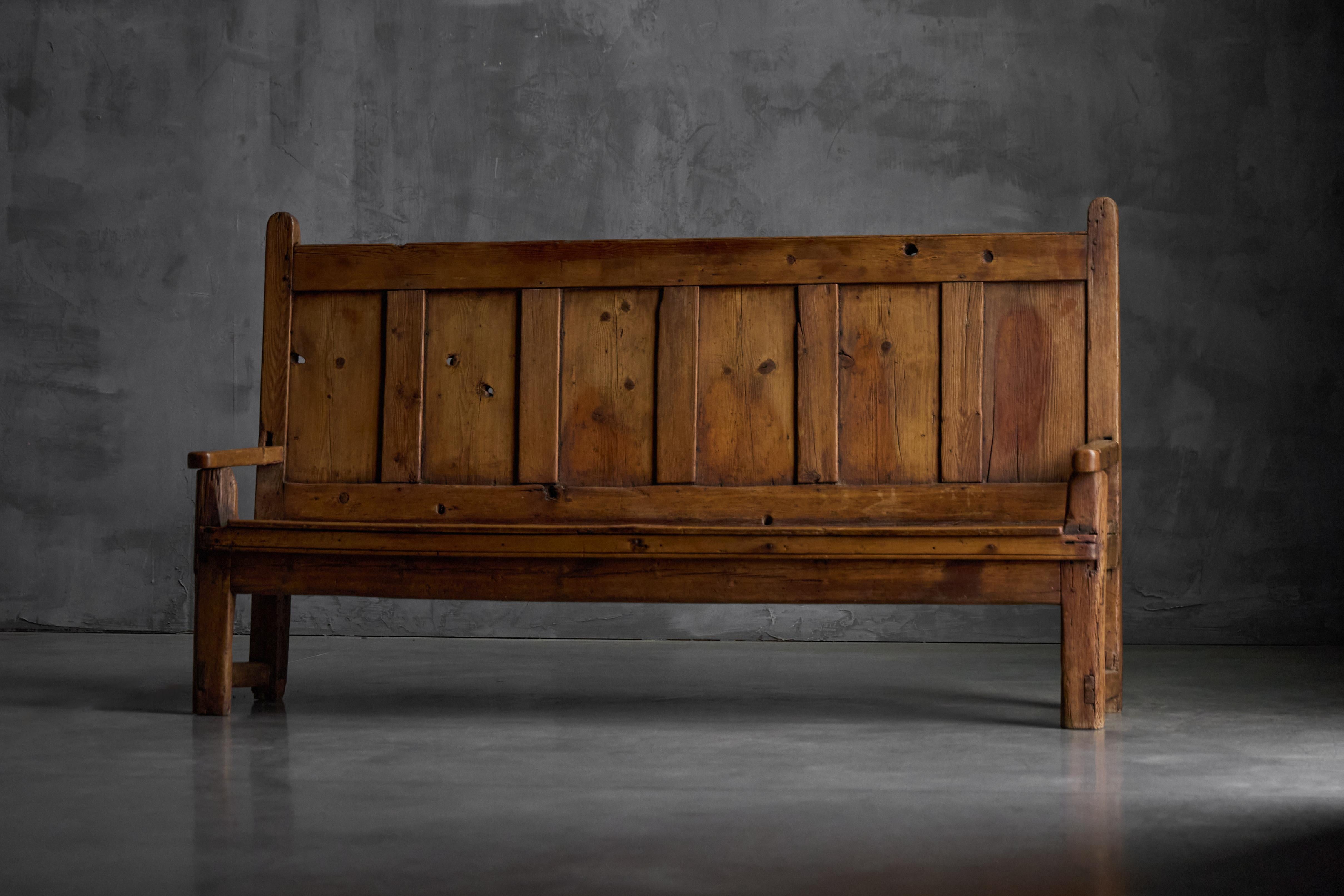 Wood Rustic Travail Populaire Bench, France, 19th Century For Sale