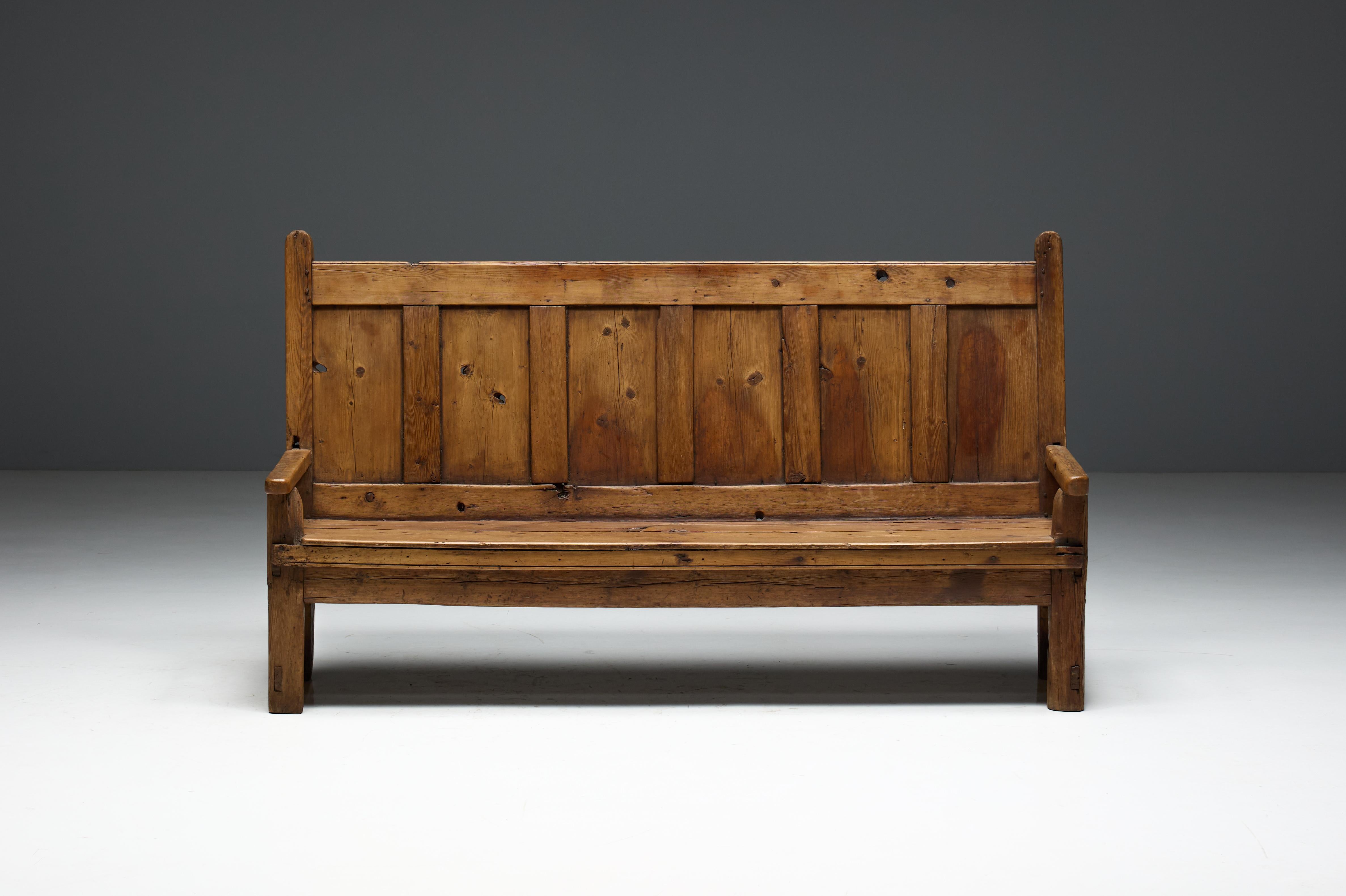 Rustic Travail Populaire Bench, France, 19th Century For Sale 2