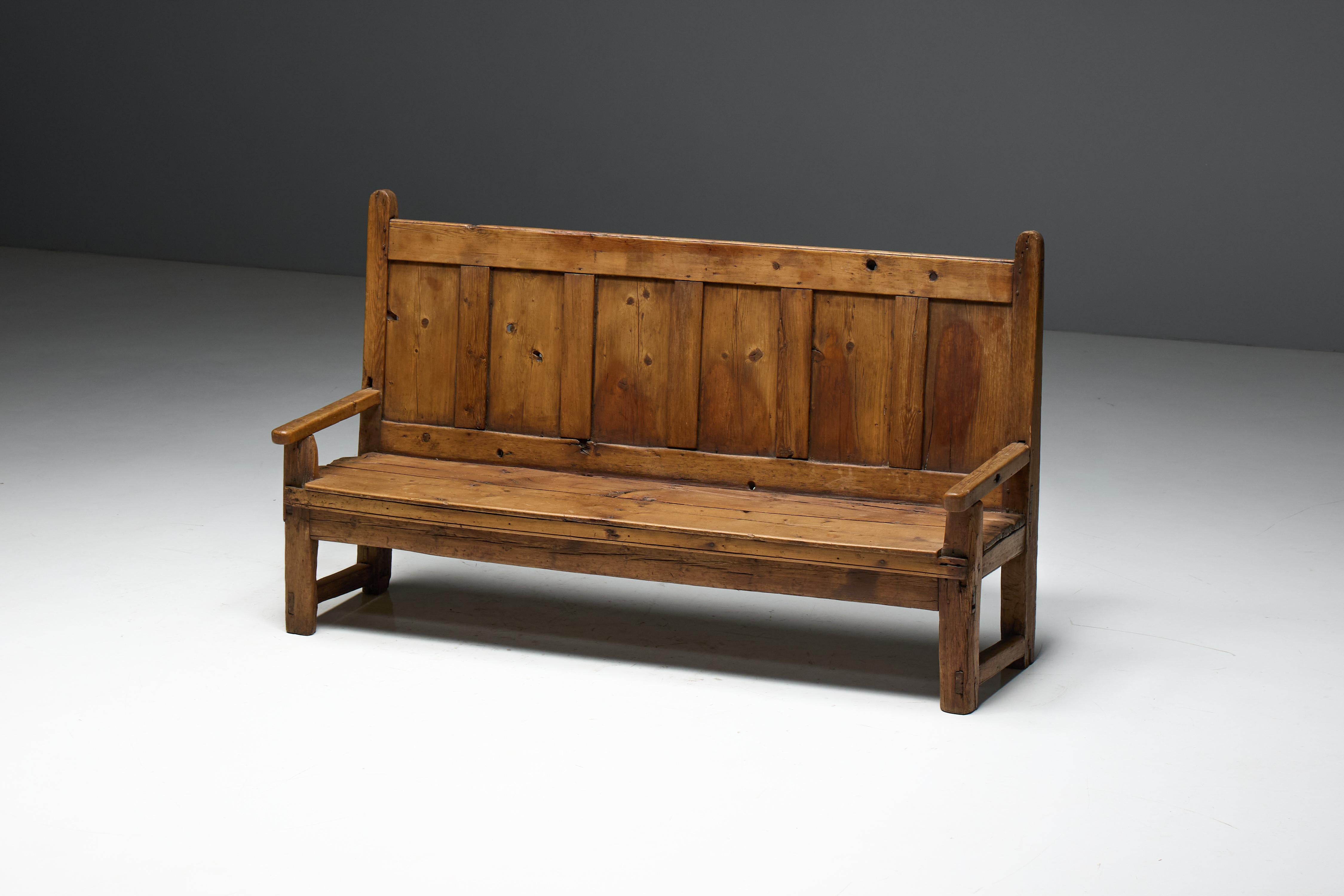 Rustic Travail Populaire Bench, France, 19th Century For Sale 3
