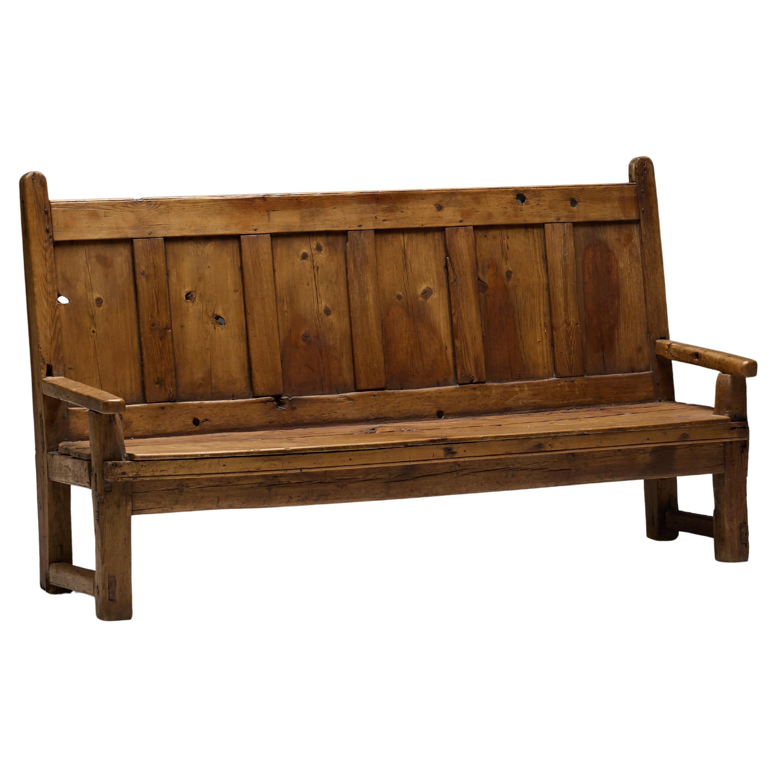 Rustic Travail Populaire Bench, France, 19th Century For Sale