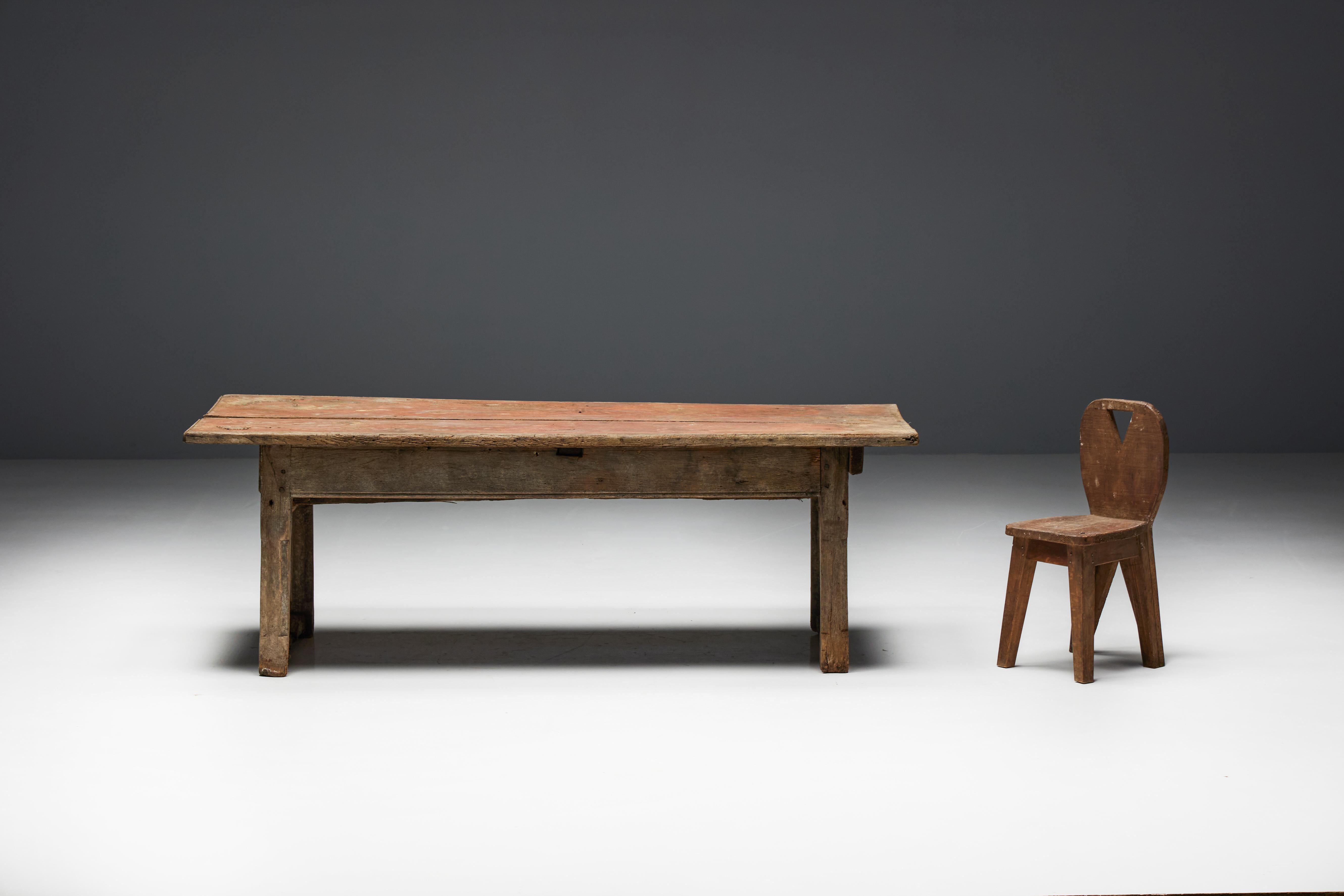 Rustic Travail Populaire Dining Table, France, Early 19th Century For Sale 6