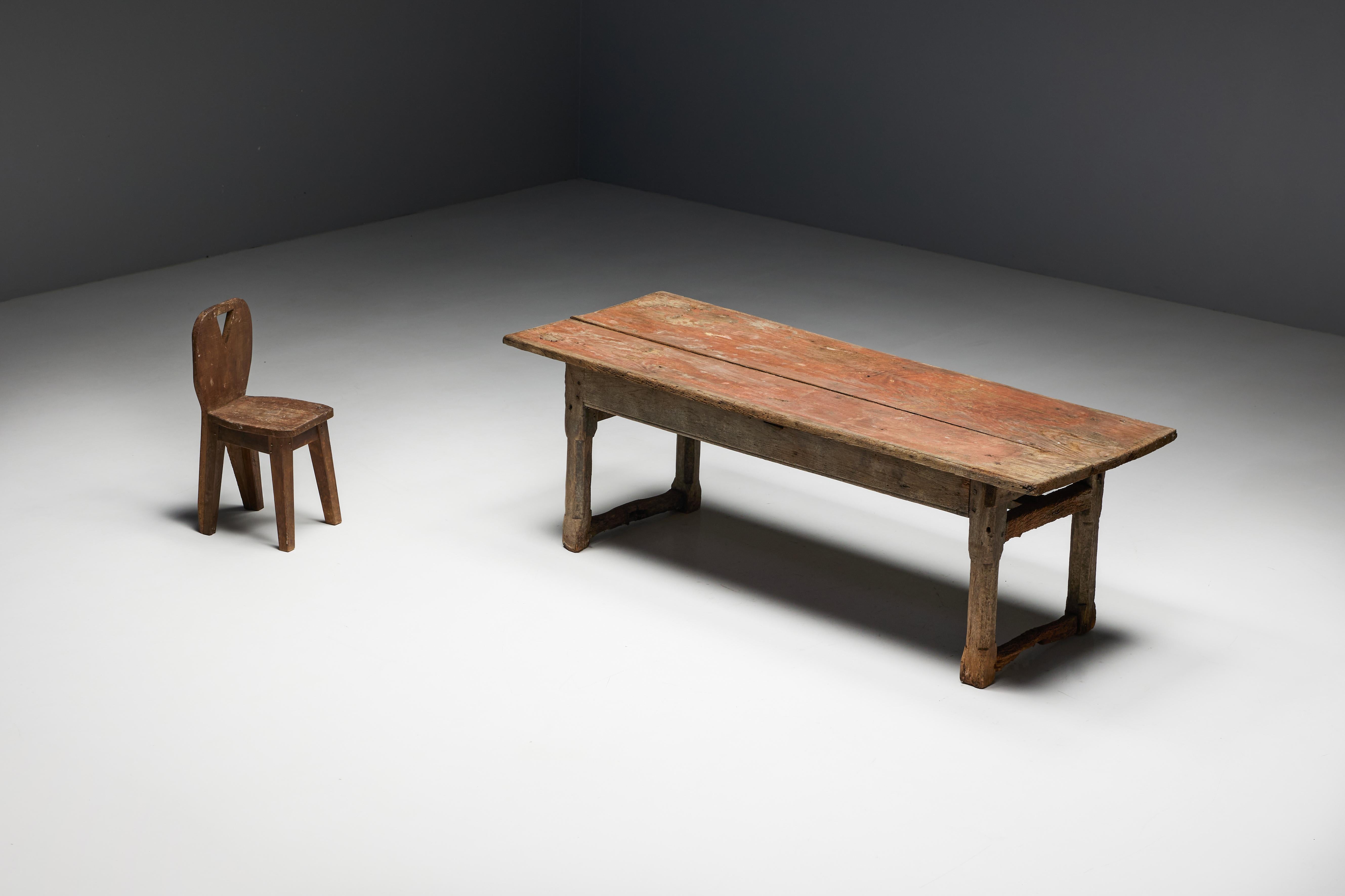 Rustic Travail Populaire Dining Table, France, Early 19th Century For Sale 7