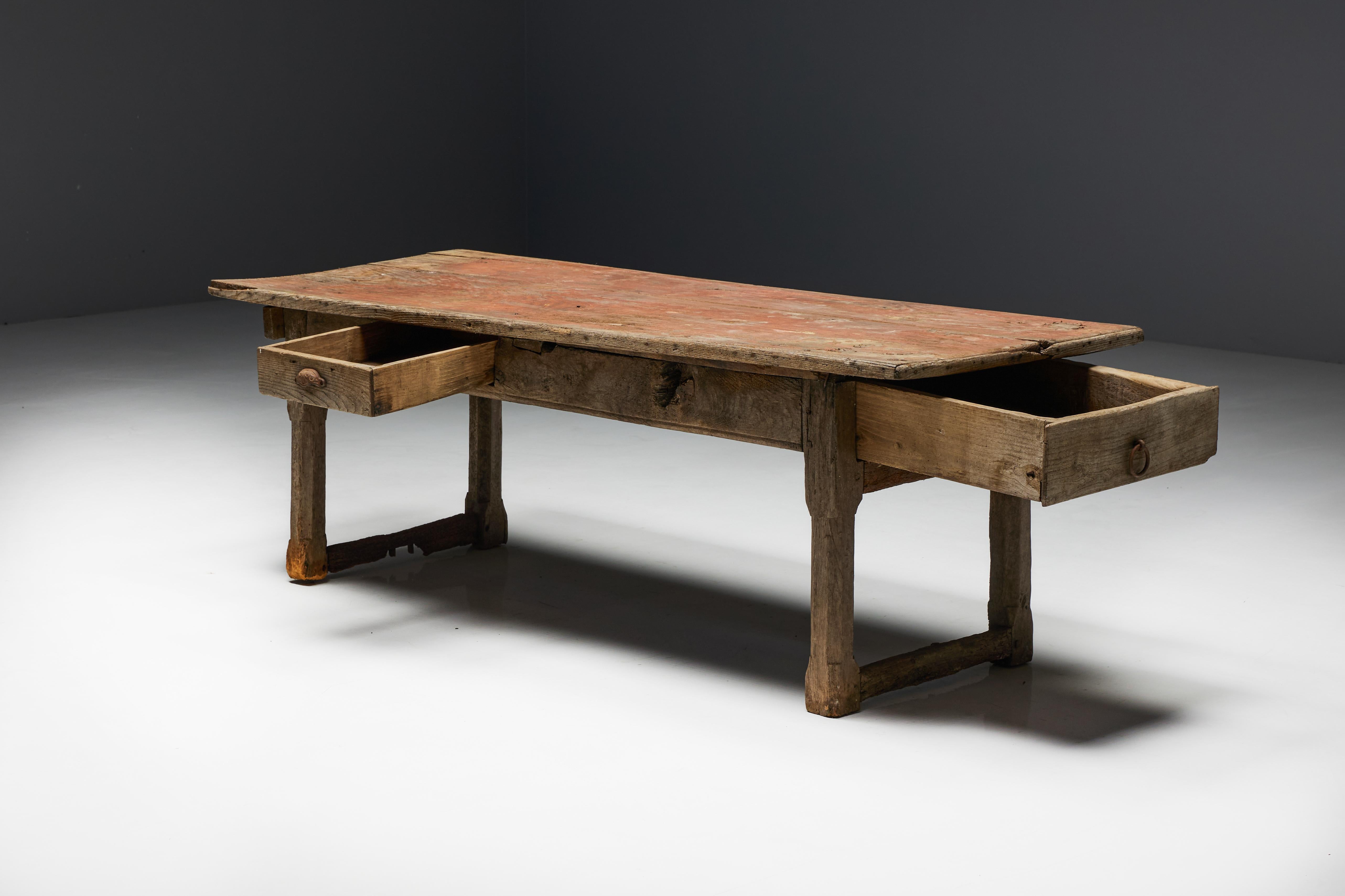 Rustic Travail Populaire Dining Table, France, Early 19th Century For Sale 1