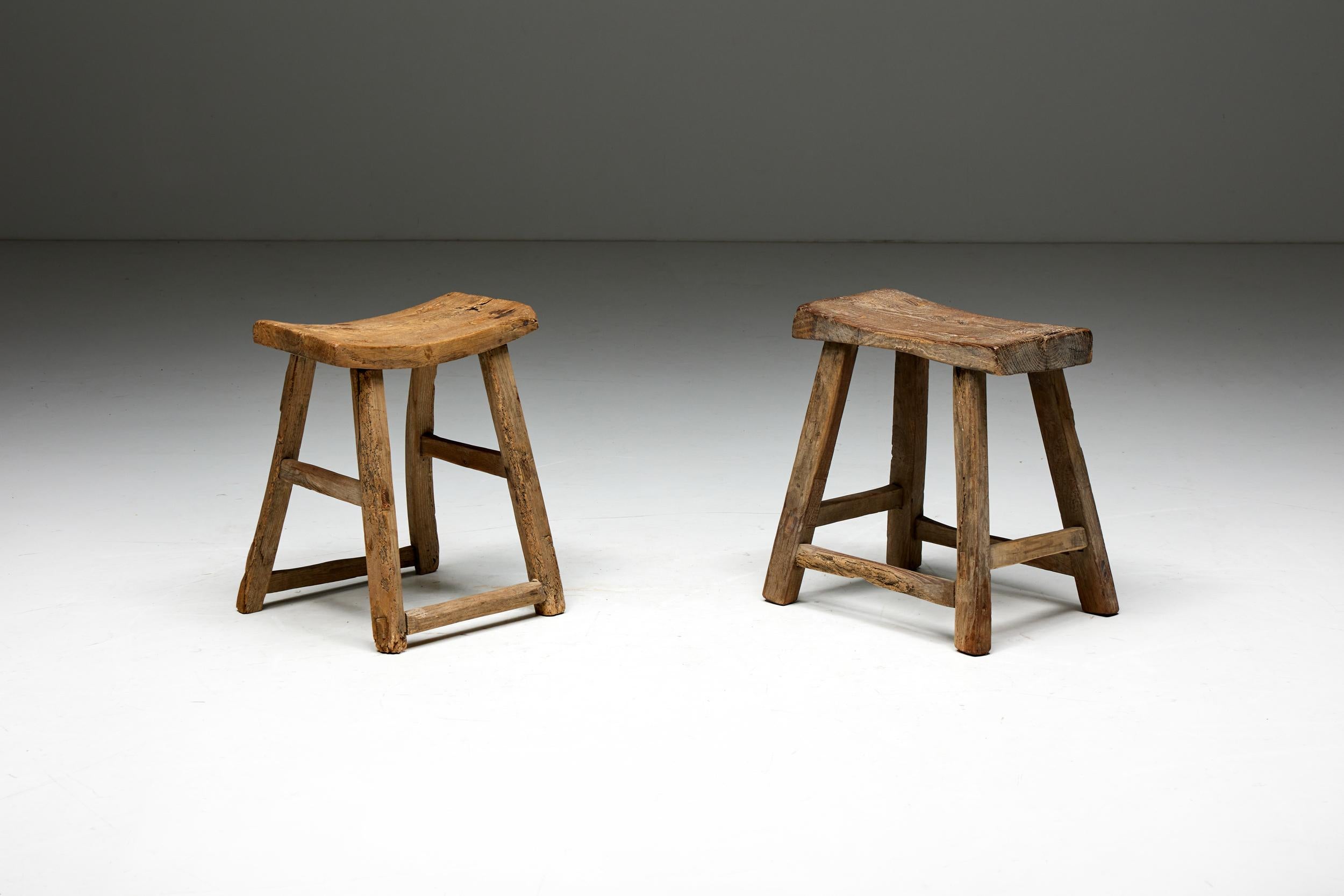Rustic Travail Populaire Stool, France, Early 20th Century For Sale 5
