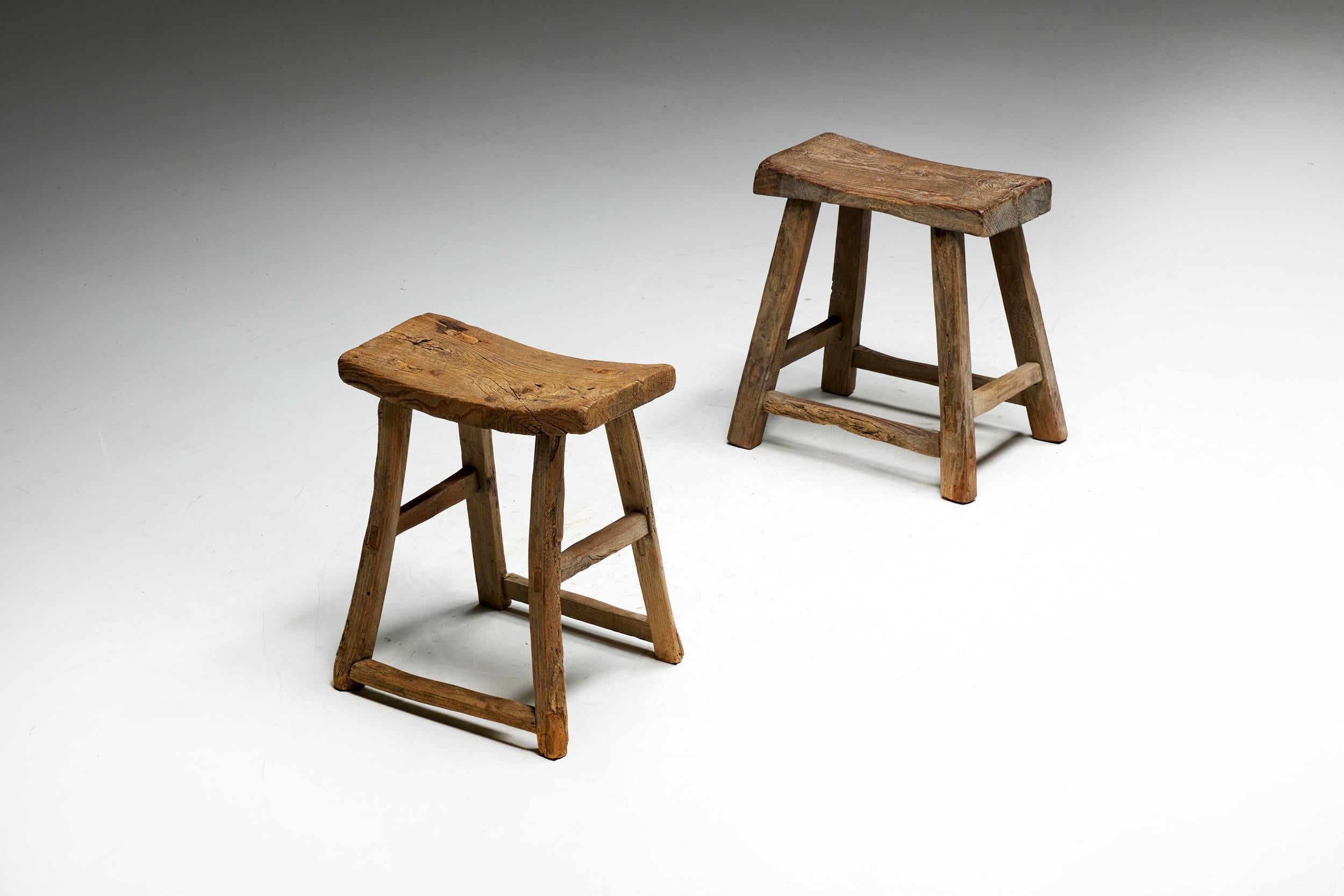 Rustic Travail Populaire Stool, France, Early 20th Century For Sale 6