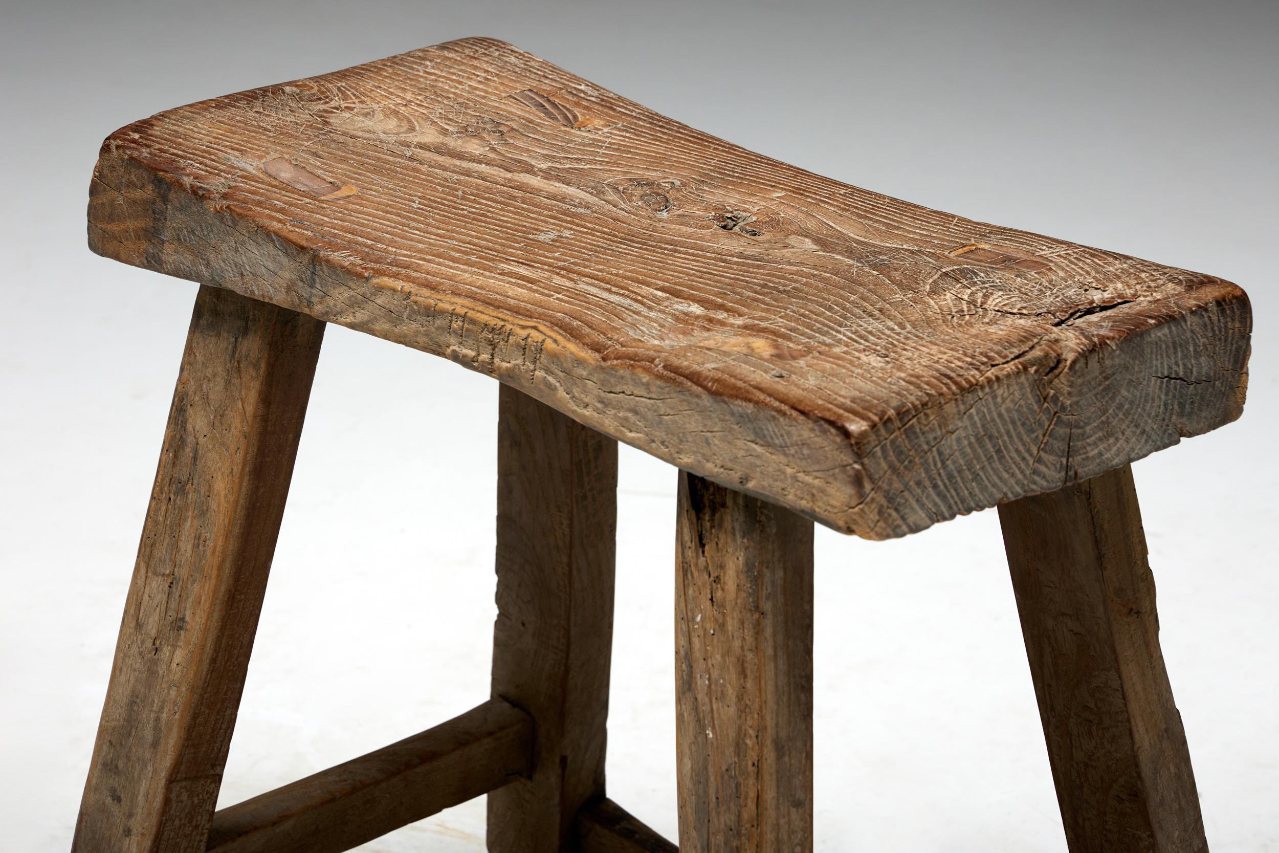 Rustic Travail Populaire Stool, France, Early 20th Century For Sale 4
