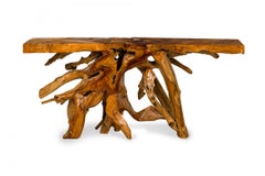 Rustic Tree Root Live Edge Lacquered Console Table