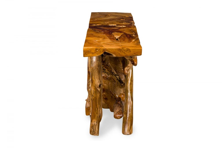 Rustic Tree Root Live Edge Lacquered Console Table For Sale at 1stDibs