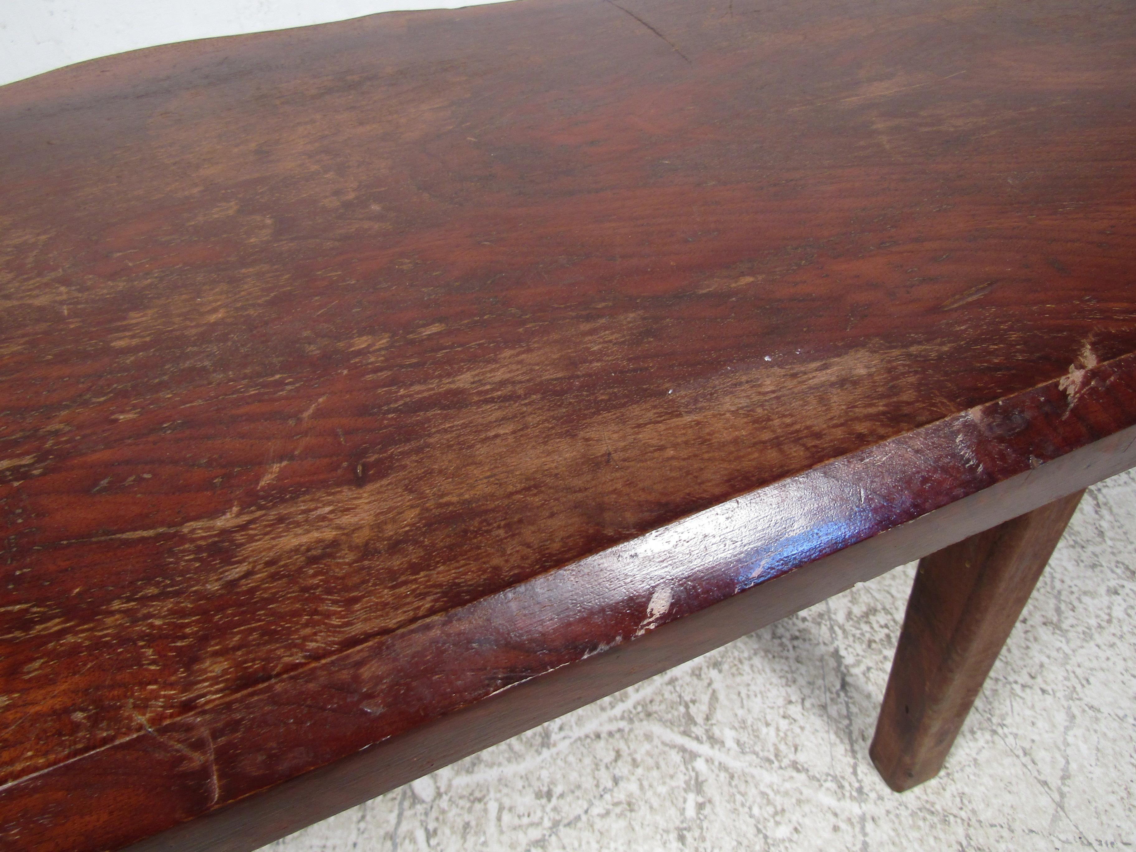 Rustic Tree-Slab Coffee Table For Sale 2