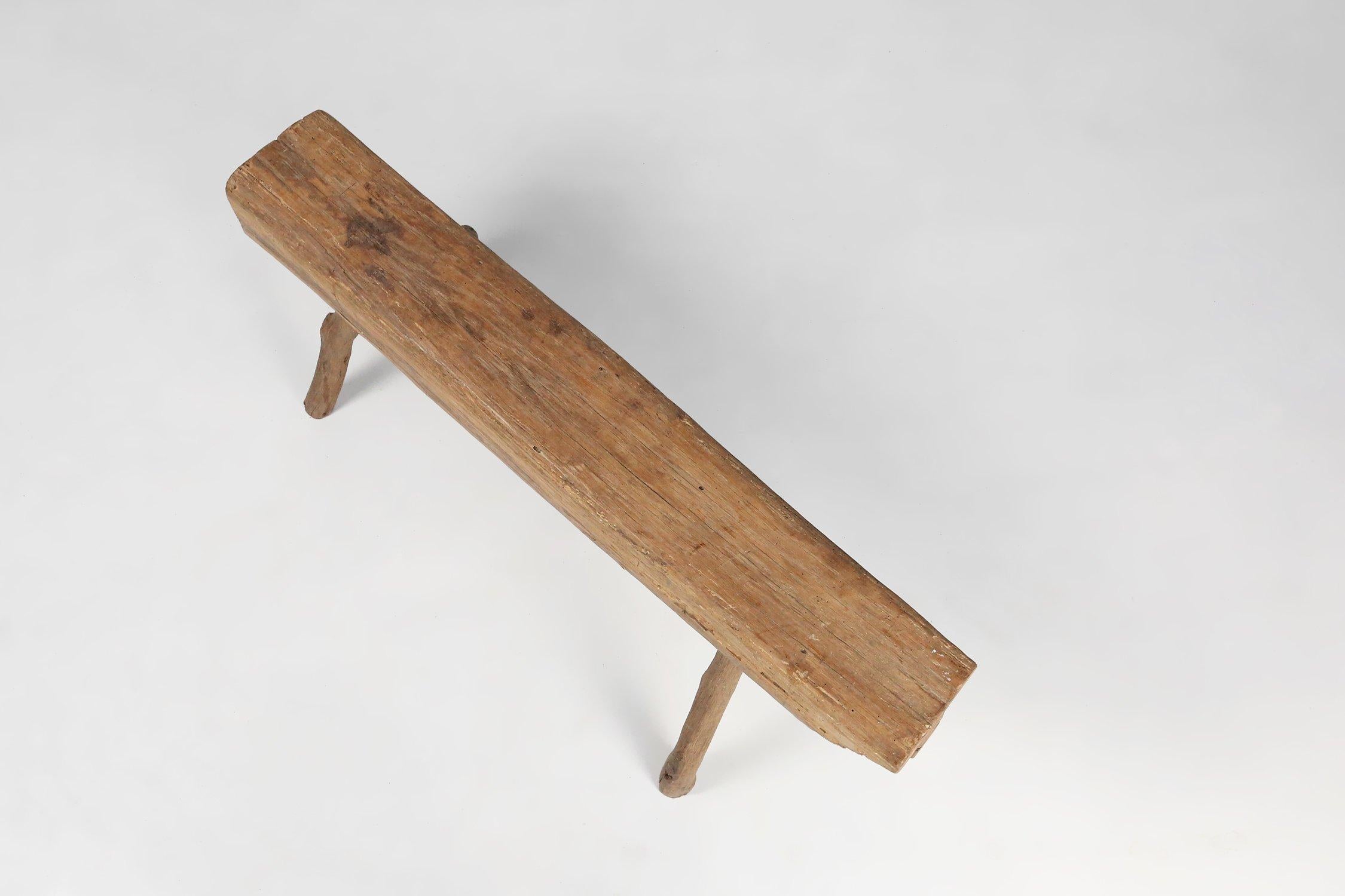 Rustic Tree Trunk Bench, France 1850s For Sale 3