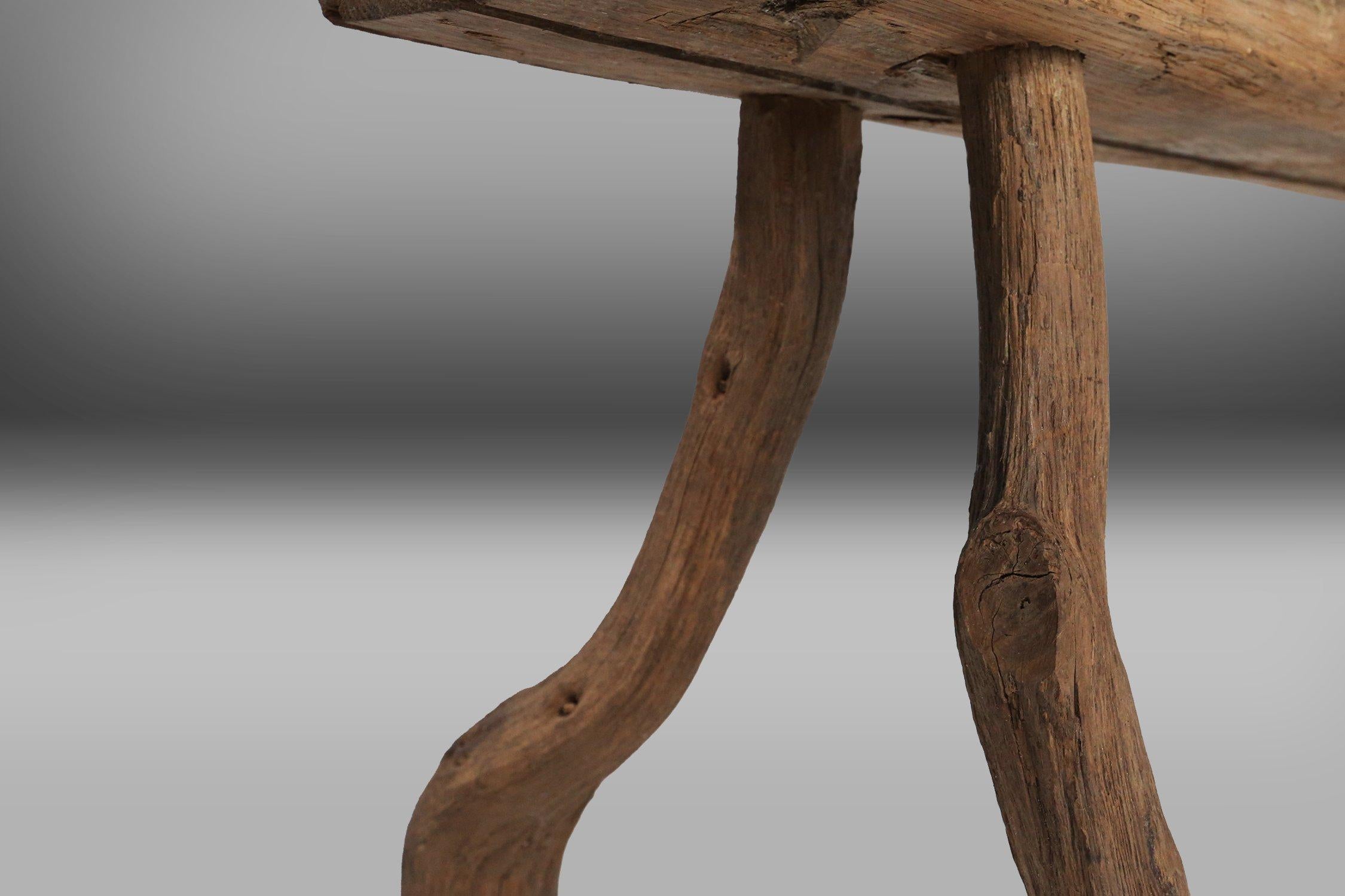 Wood Rustic Tree Trunk Bench, France 1850s For Sale