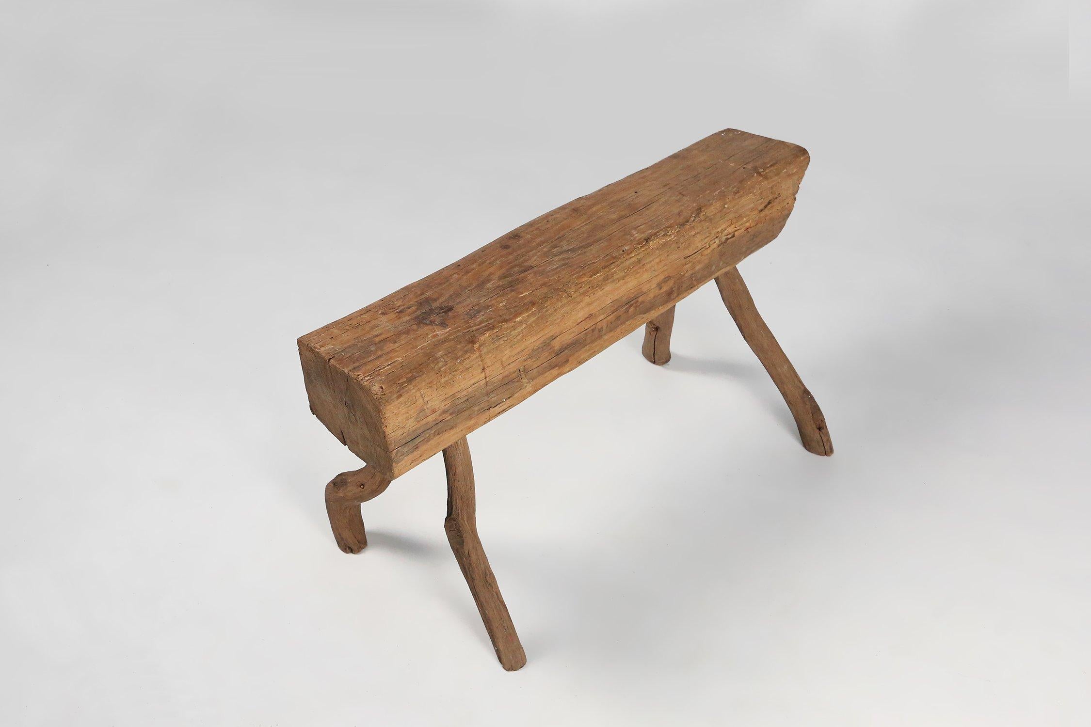 Rustic Tree Trunk Bench, France 1850s For Sale 1