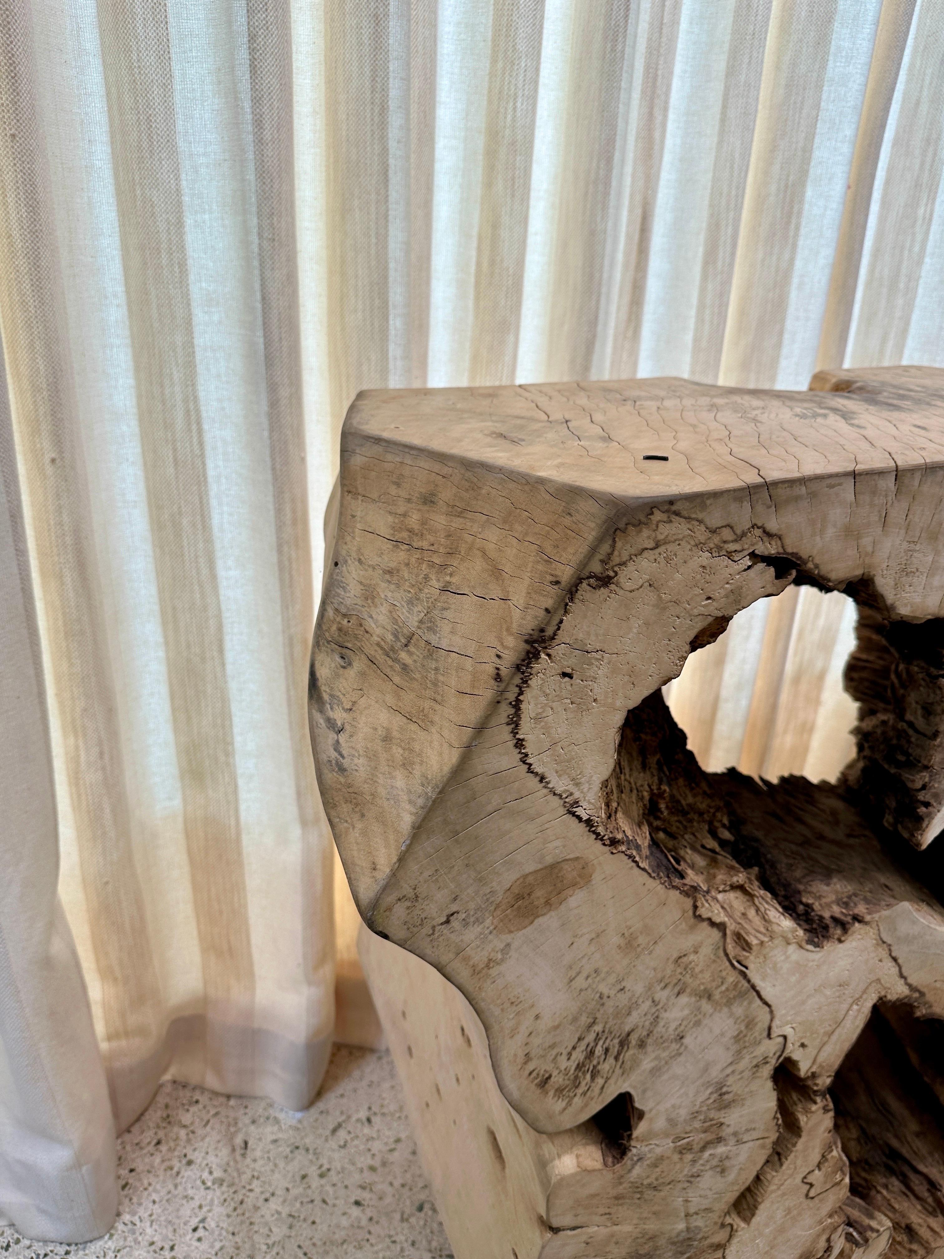 Table console rustique en tronc d'arbre organique en vente 5