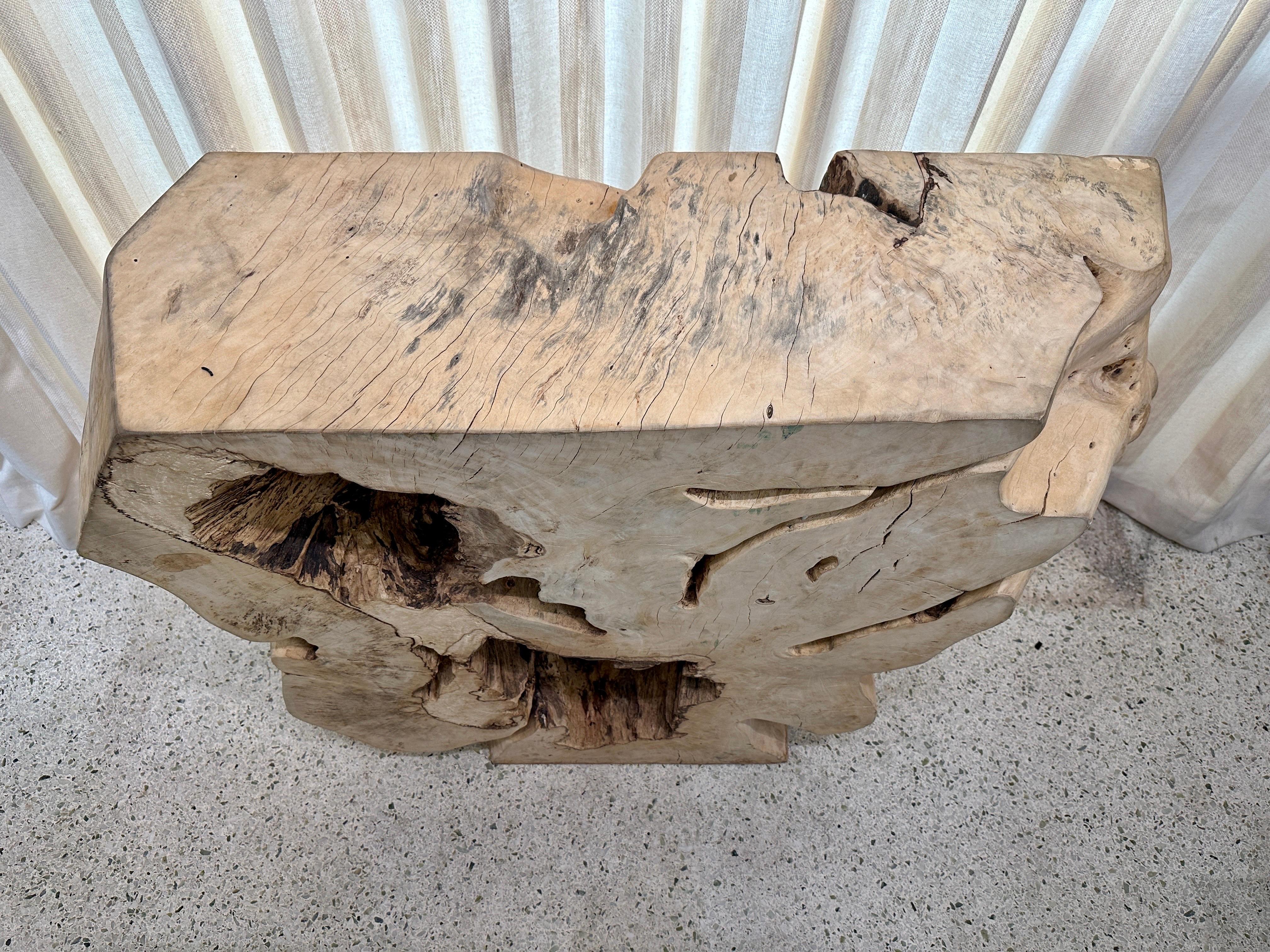 Table console rustique en tronc d'arbre organique en vente 1
