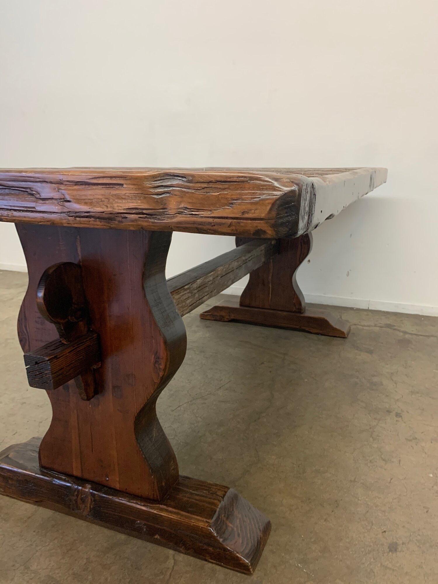 20th Century Rustic Trestle Dining Table