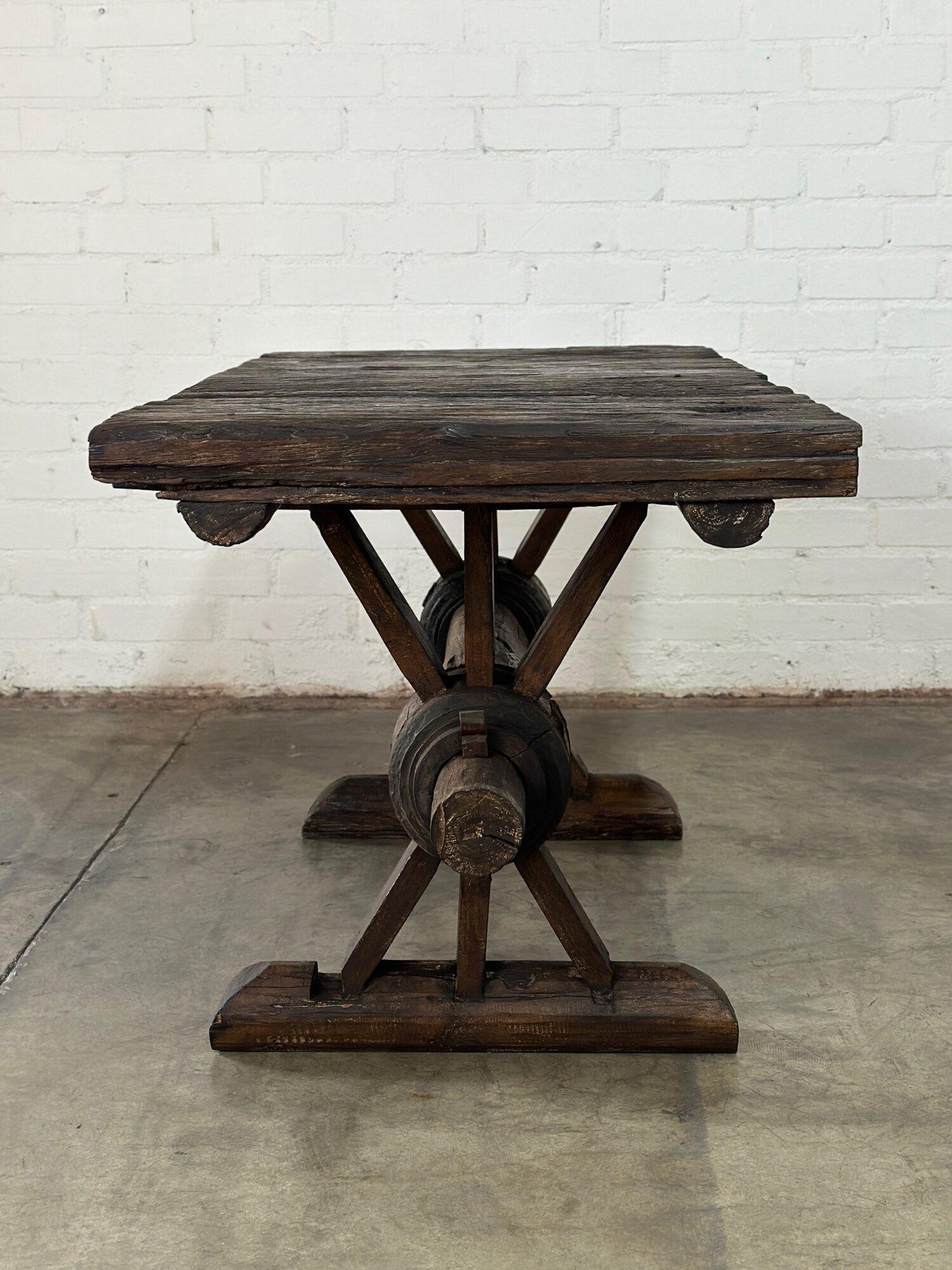 Mid-20th Century Rustic Trestle Dining Table For Sale