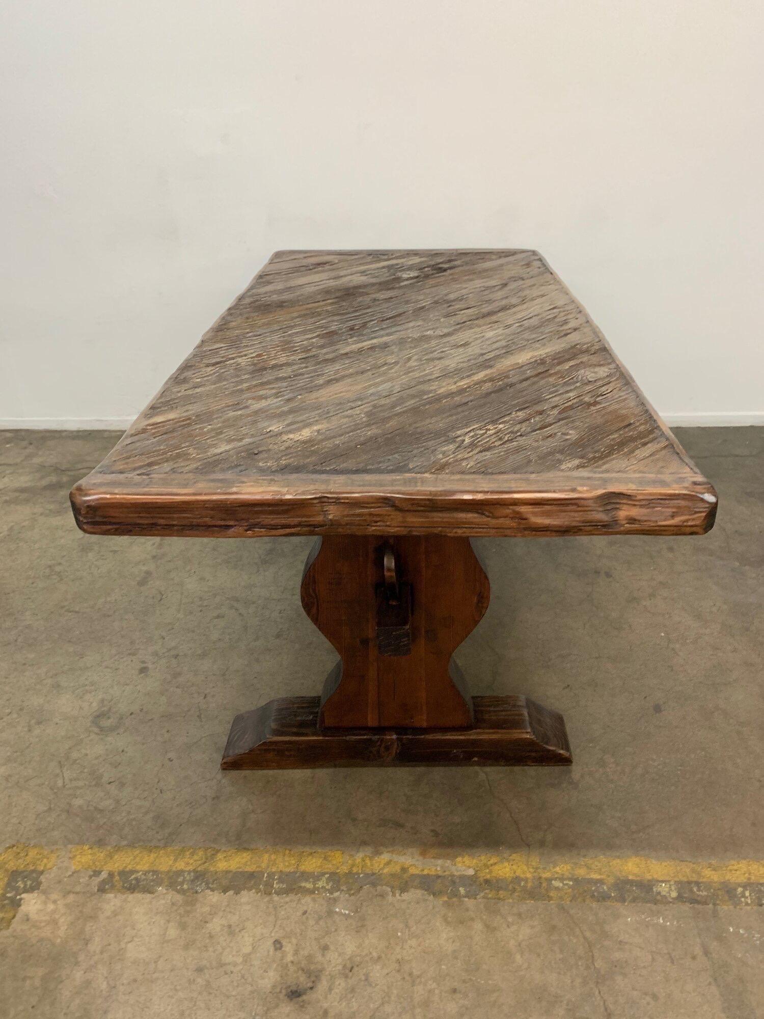 Petrified Wood Rustic Trestle Dining Table
