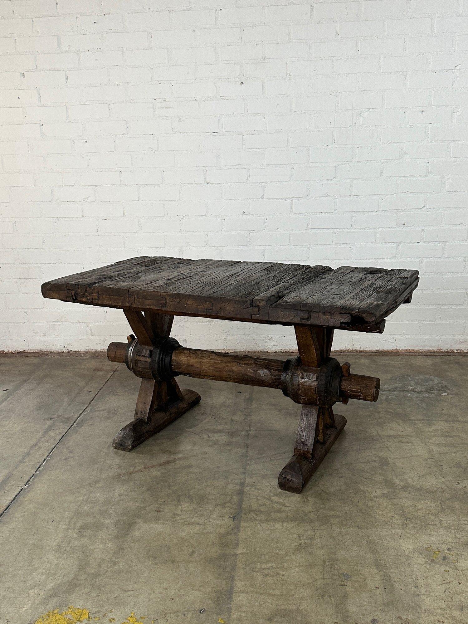 Metal Rustic Trestle Dining Table For Sale