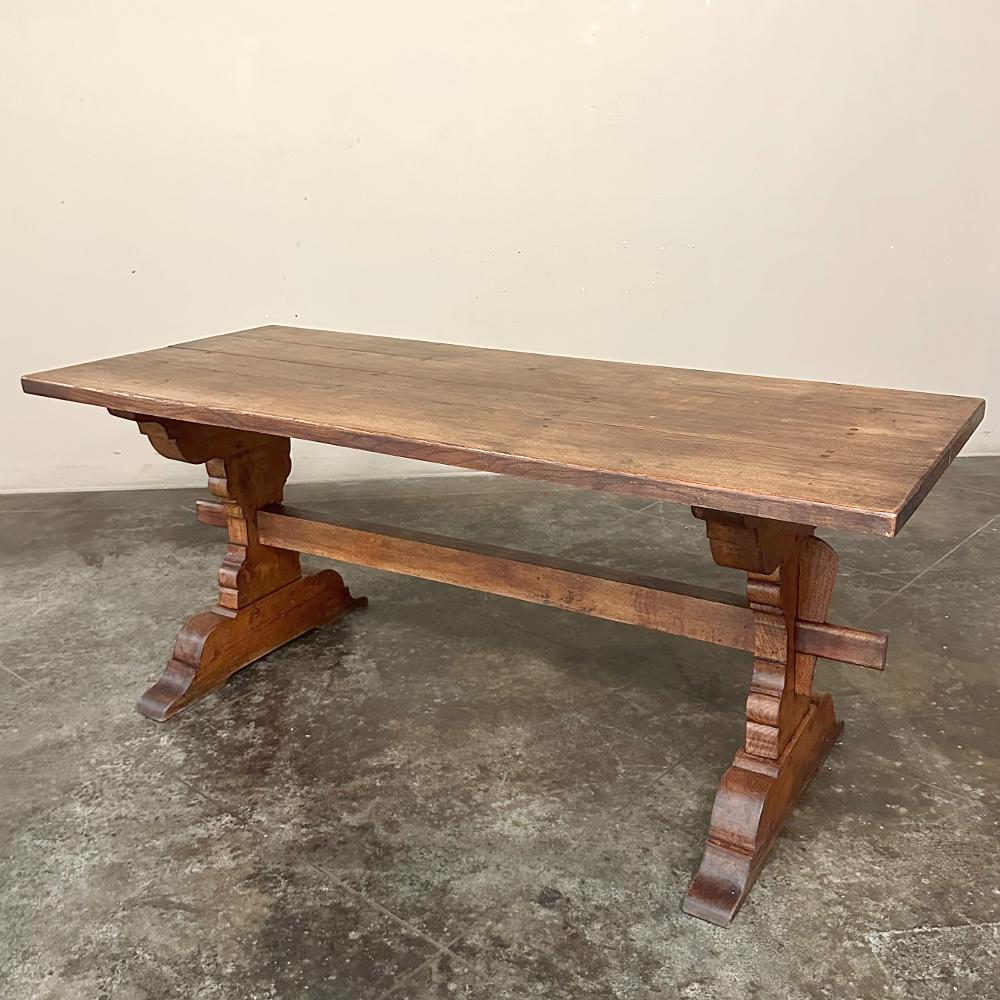 Rustic Trestle Dining Table In Good Condition For Sale In Dallas, TX
