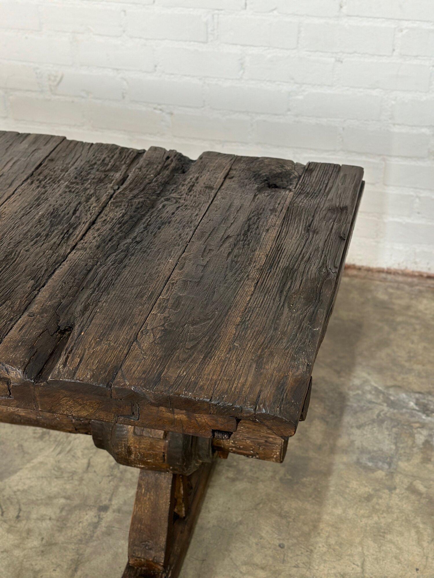 Rustic Trestle Dining Table For Sale 1