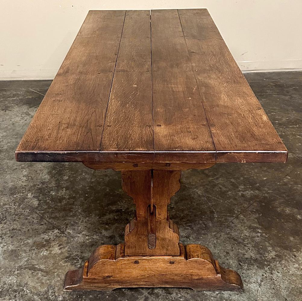 Oak Rustic Trestle Dining Table For Sale