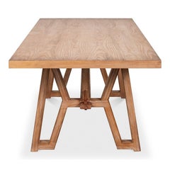 Table à manger rustique à tréteaux en pin vieilli