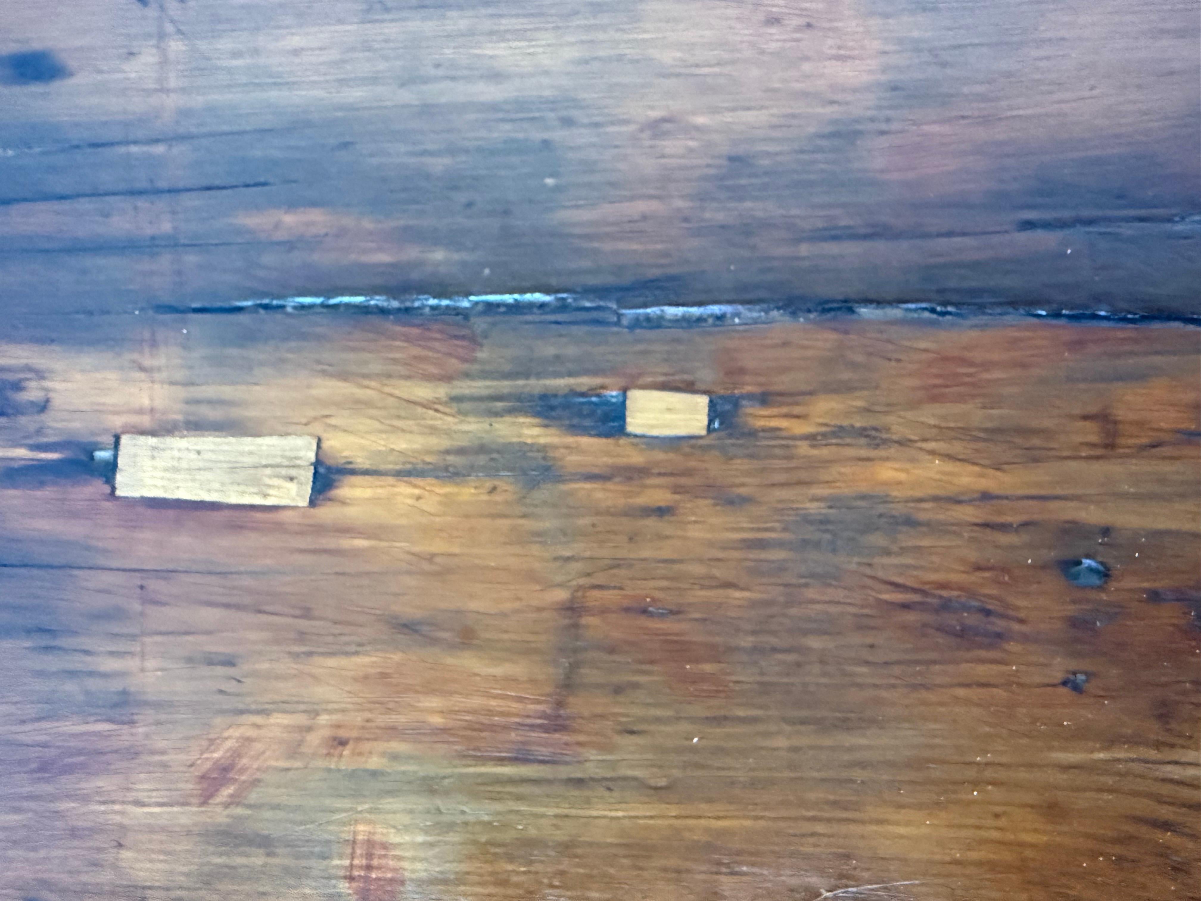 Rustic Trestle Dining Table with Handcrafted Plank Top, Mid-20th Century For Sale 2
