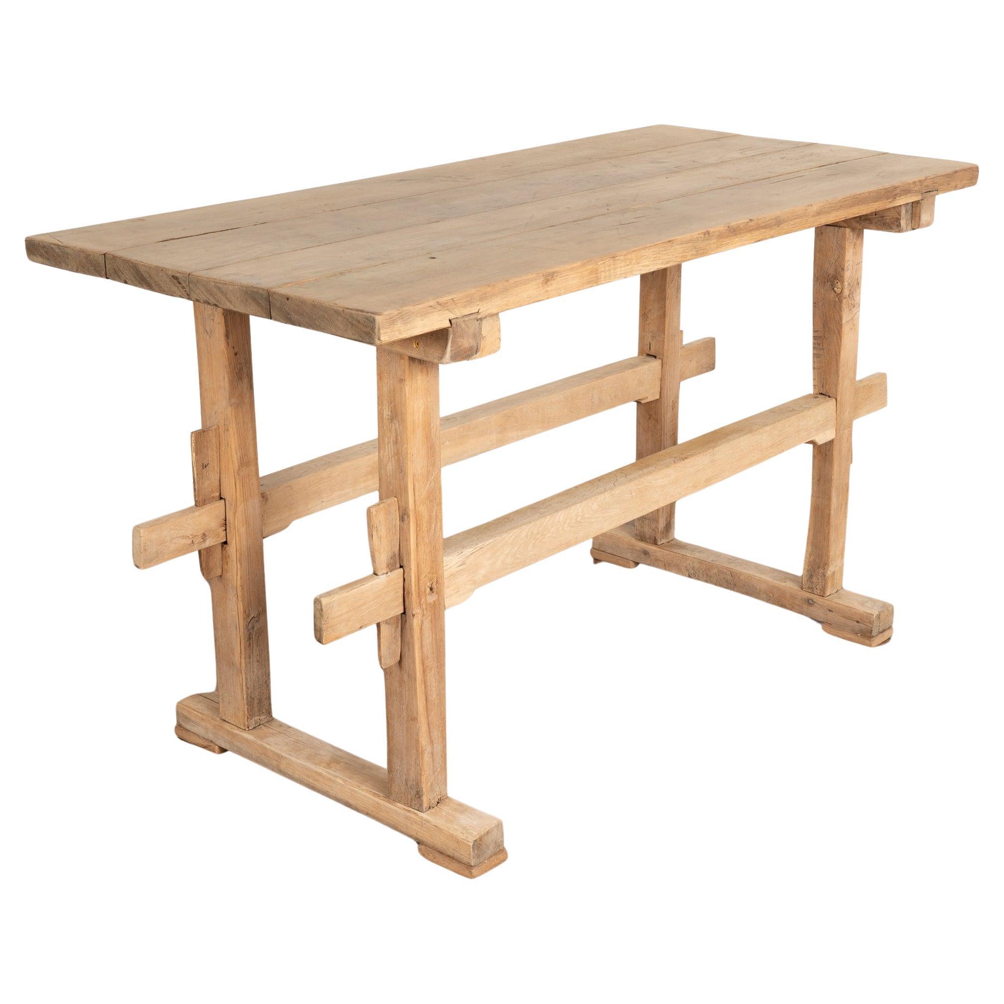 Rustic Trestle Farm Table from Hungary, circa 1880