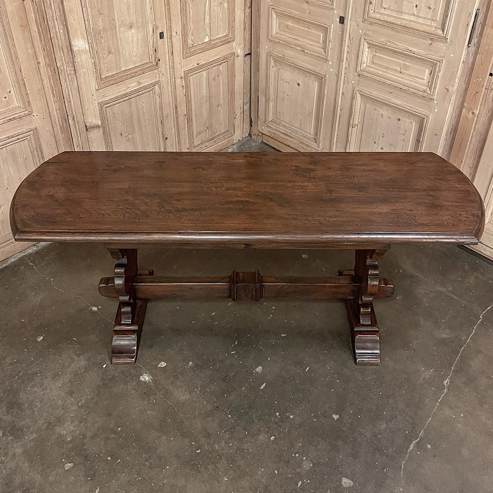 Hand-Crafted Rustic Trestle Sofa Table For Sale