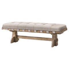 Rustic Trestle Style Solid Wood Bench