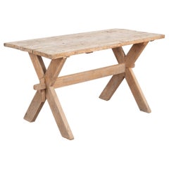 Rustic Trestle X Base Farm Table, Hungary circa 1860-80
