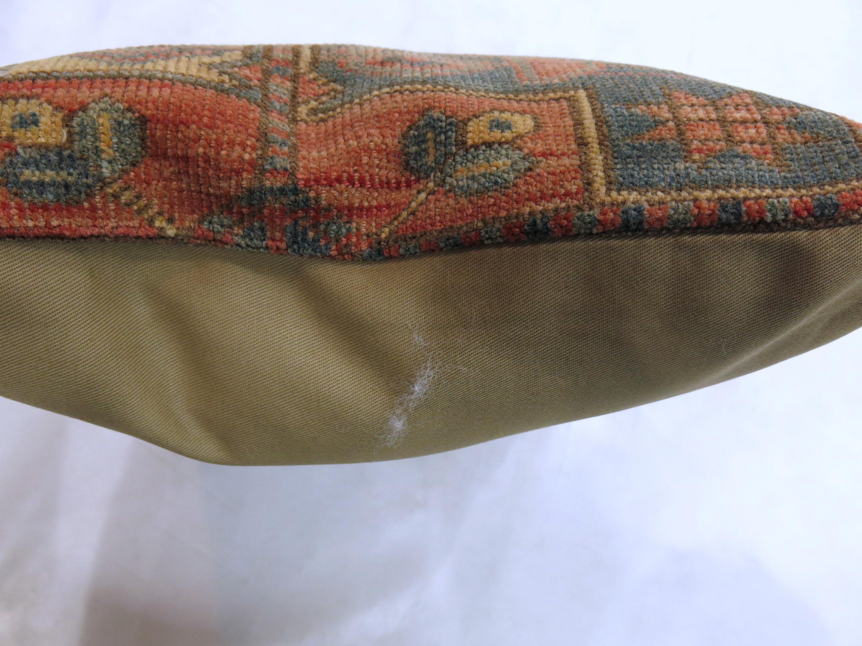 Rustic Tribal Afghan Antique Wool Bolster Size Rug Pillow In Good Condition For Sale In New York, NY