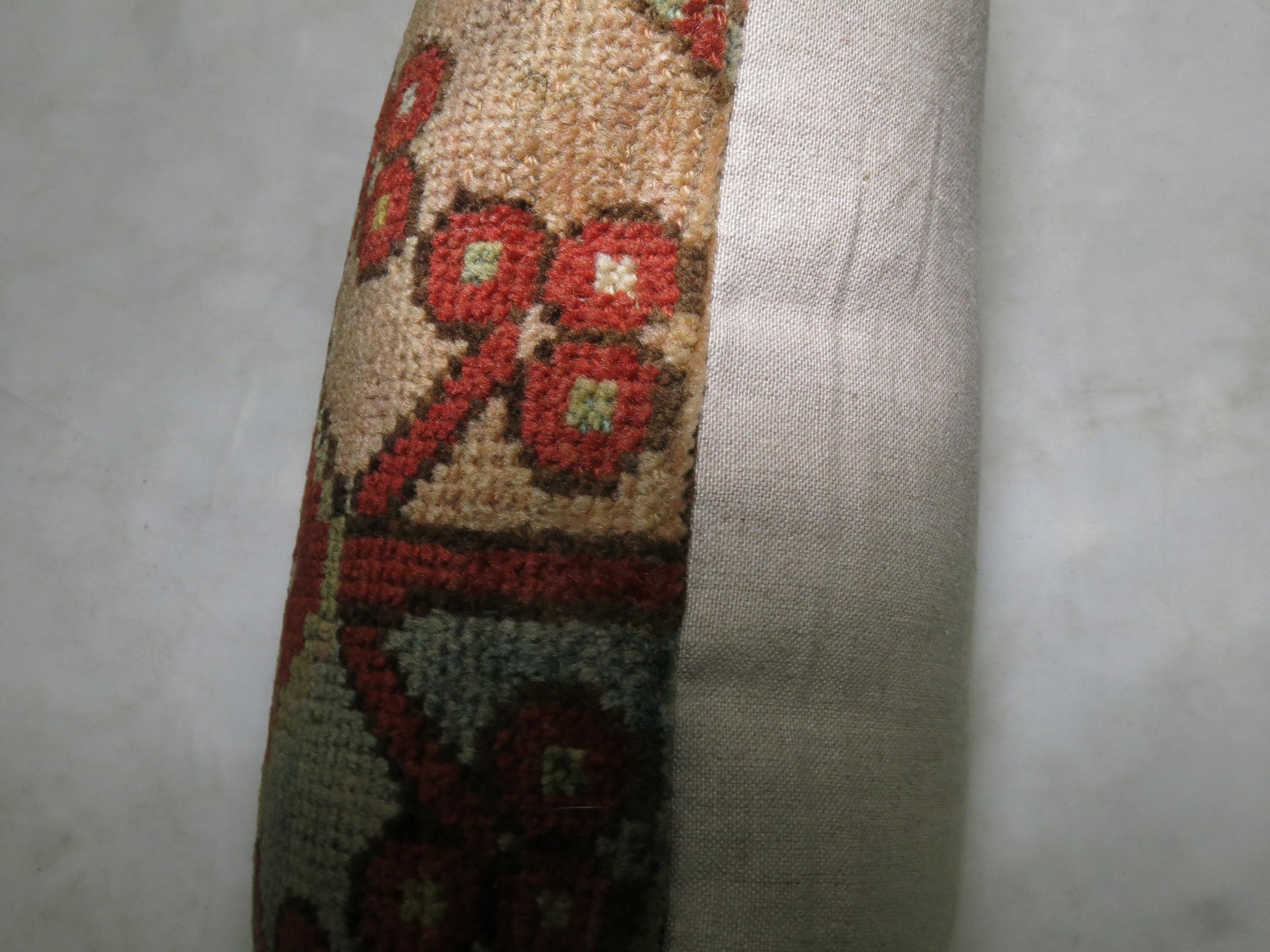 Rustic Tribal Afghan Rug Pillow In Good Condition For Sale In New York, NY