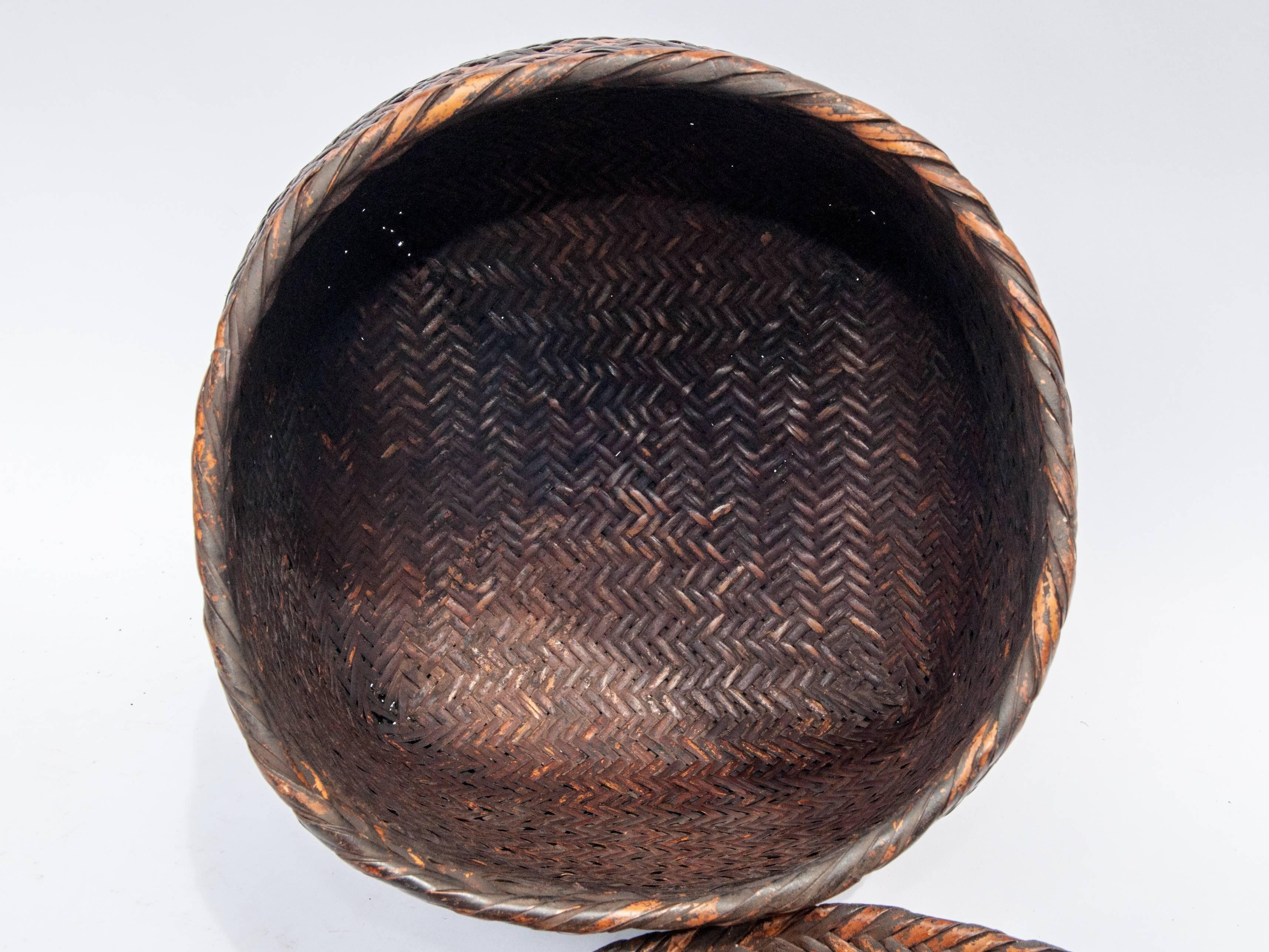 Rustic Tribal Storage Basket with Lid from the Tamang of Nepal, Mid-20th Century 5